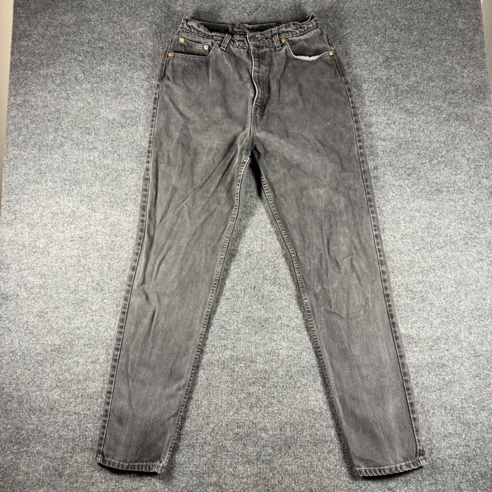 Vintage Levis 521 Tapered Fit Jeans Black High Rise Mom Denim 14 Long USA Made
